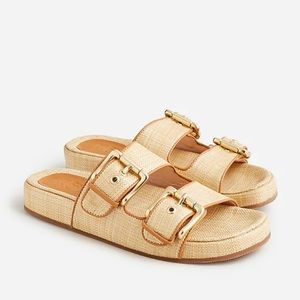 Two strap woven buckle sandals